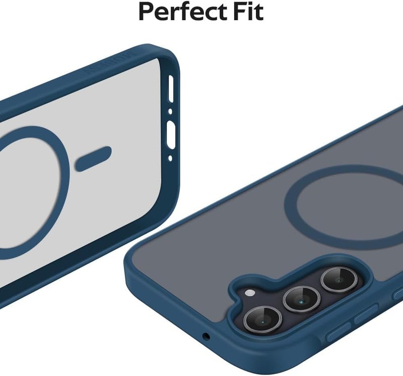 Elzzi Magnetic Guard Case for Samsung Galaxy A55 5G Cover, Compatible with MagSafe Translucent Matte Hard PC + TPU Hybrid Back Cover, Shockproof Anti-Scratch Protective Phone Case (Blue) - Image 2