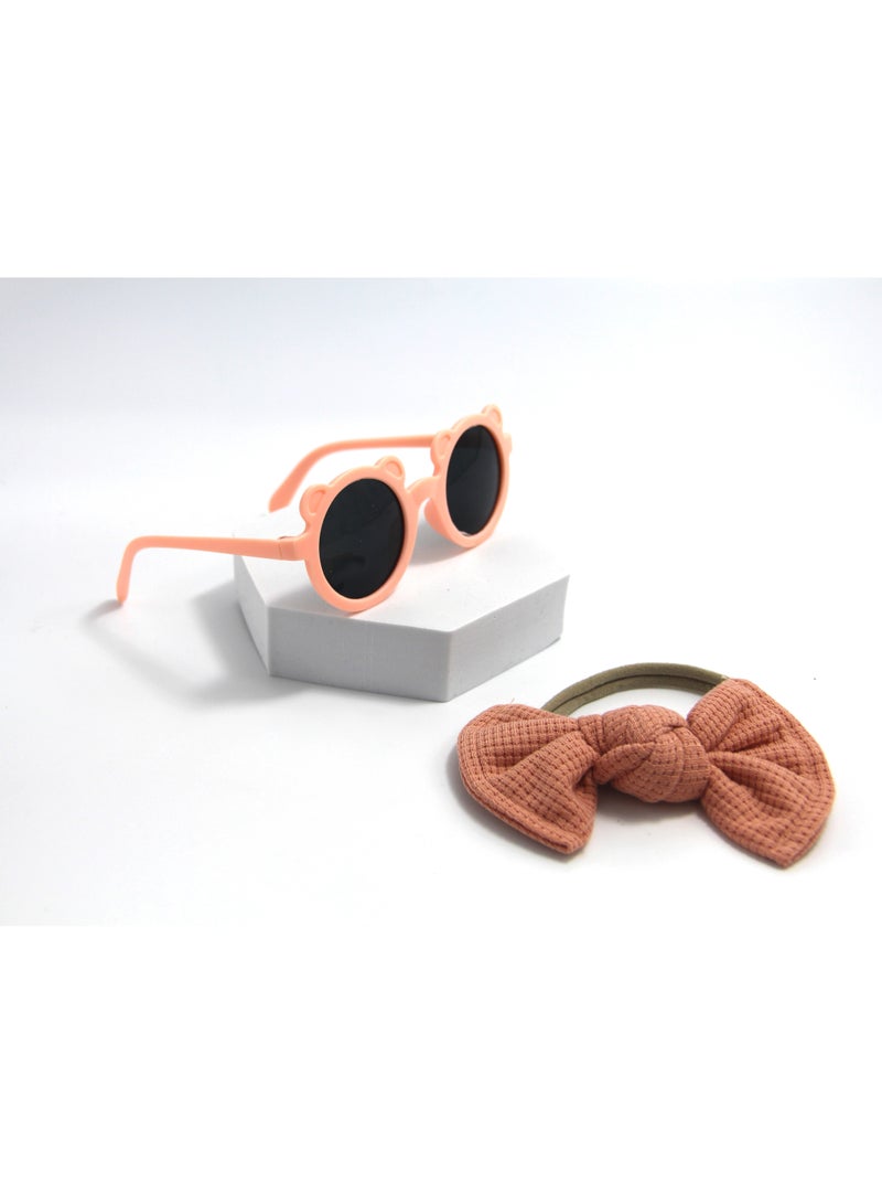 دىدانيالا طقم رومينا نظارة وربطة شعر فيونكة لبناتي وأطفال - خوخي - Image 2