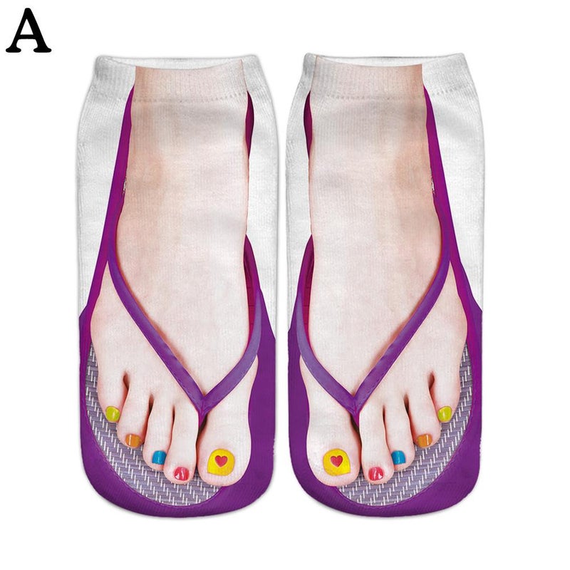 3D printed socks, flip-flops, socks, AliExpress factory direct sales, nail socks, TikTok popular style - Image 1