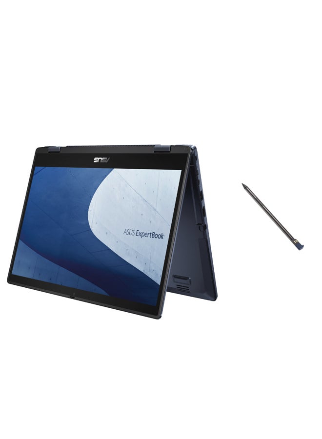 ASUS ExpertBook B3402 Flip Laptop With 14-Inch FHD Touch Display, Intel Core i5-1235U Processor 1.3 GHz/8GB RAM/512GB SSD/Intel UHD Graphics/Free DOS  FingerPrint , NumberPad , DOS ,US Military-Grade Standard 810H, Stylus Pen English/Arabic Star Black - Image 2