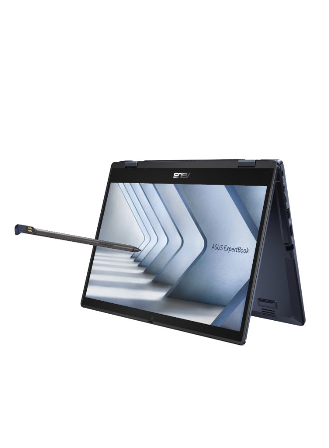 ASUS ExpertBook B3402 Flip Laptop With 14-Inch FHD Touch Display, Intel Core i5-1235U Processor 1.3 GHz/8GB RAM/512GB SSD/Intel UHD Graphics/Free DOS  FingerPrint , NumberPad , DOS ,US Military-Grade Standard 810H, Stylus Pen English/Arabic Star Black - Image 1