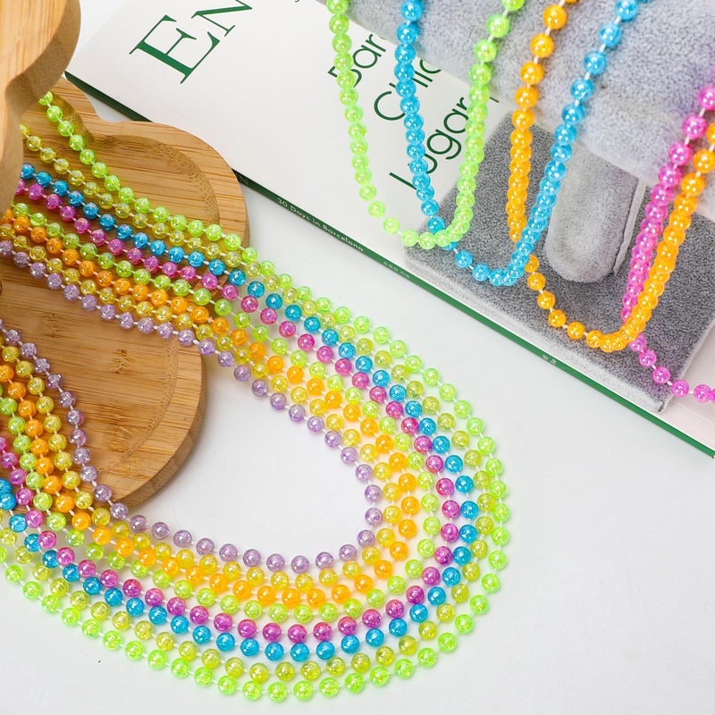 EOBOH 100PCS Mardi Gras Beads, 6 Kinds Colorful Bead Necklaces Bulk, 33" Metallic Round Beads Accessories, Bead Necklace Mardi Gras Holiday Events Parade Throws Party Decor Supplies Favors - Image 2