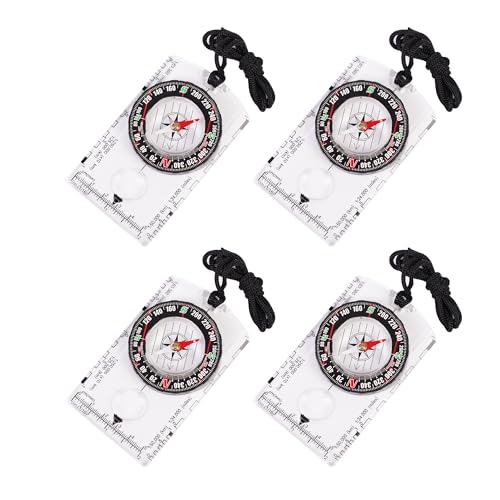 RLXMARTD 4 Pcs Outdoor Compass with Adjustable Declination,Magnifier,Ruler,Scale. Multifunctional Orienteering Waterproof Compass for Map Reading, Navigation, Hiking (4 Pack Transparent) - Image 2