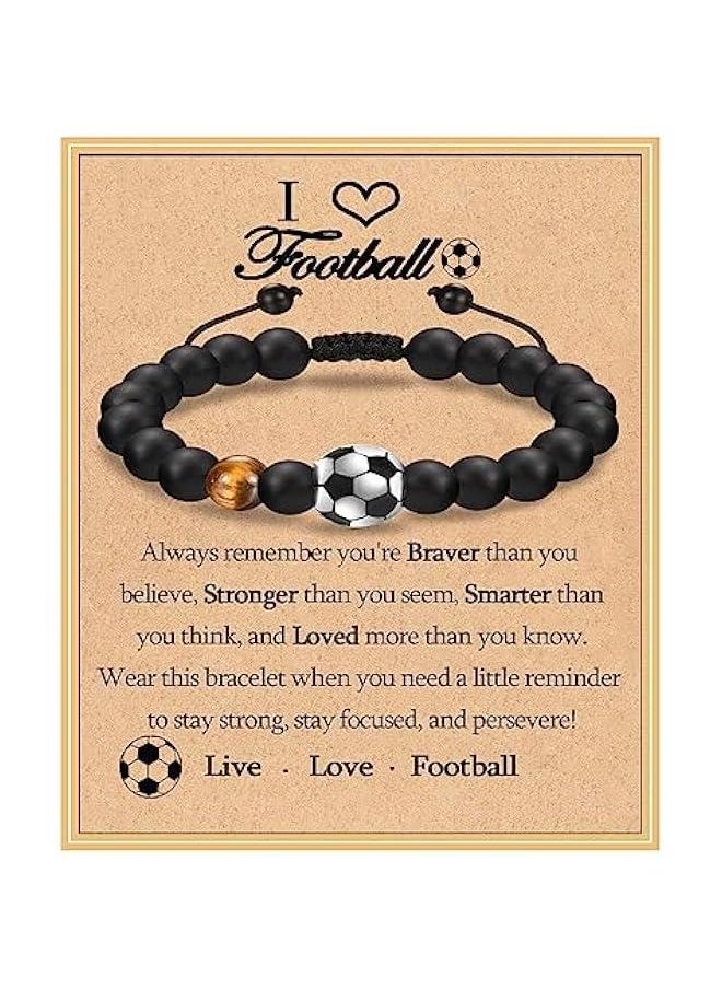 Generic - Football Bracelet Gifts for Boys, Football Gifts for Teenage Boy Age 13-15 16-18 Years Old. Birthday  Graduation Gifts for Son Grandson Nephew Brother, Stone - Image 1