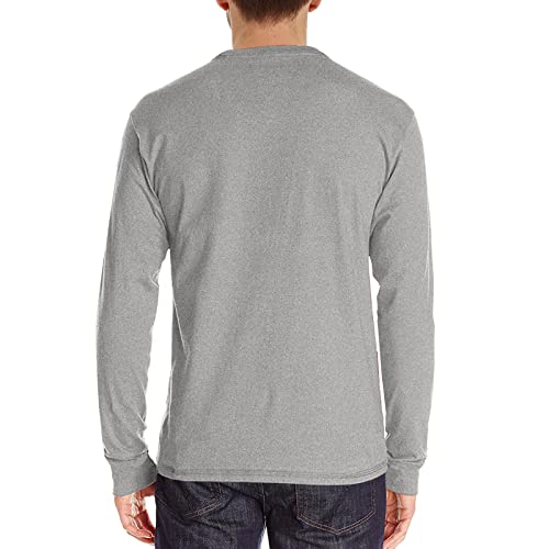 PEGENO Men's Casual Slim Fit Long Sleeve Henley T-Shirts Cotton Shirts (US Medium, A6 Light Gray) - Image 2