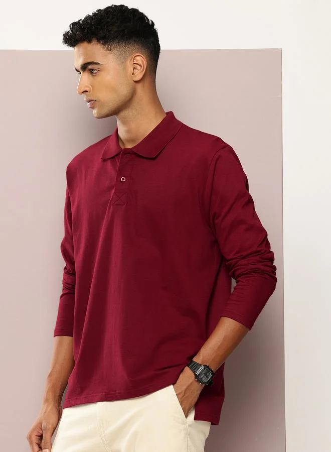 ديلينجر تيشيرت بولو بأكمام طويلة وقصة واسعة للرجال