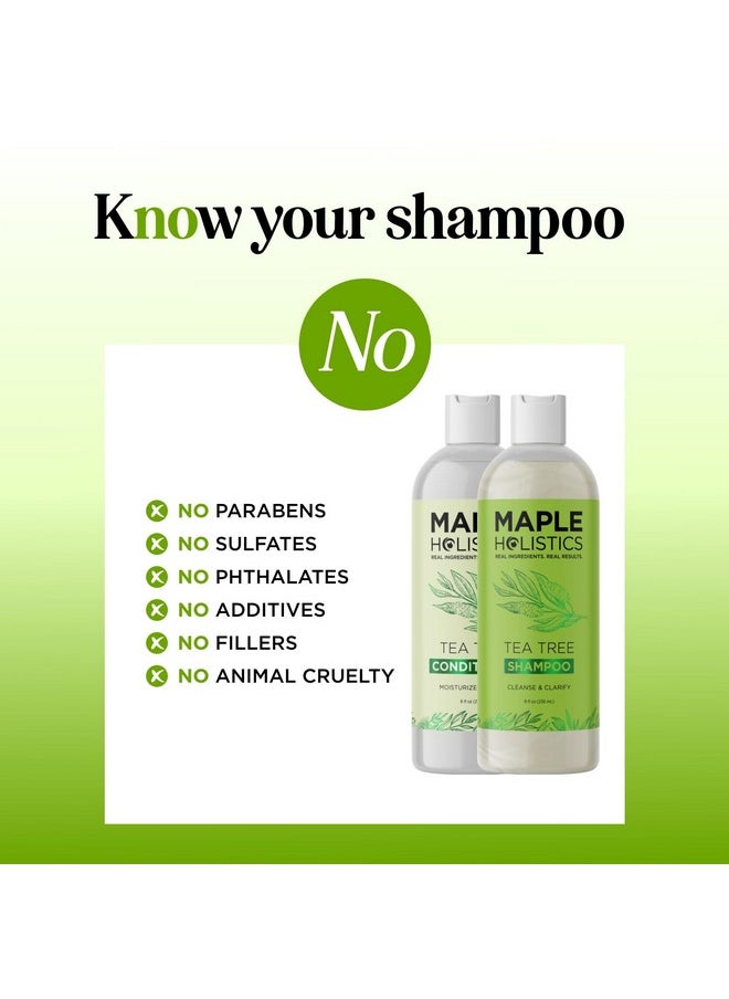 Tea Tree Shampoo and Conditioner Set - Sulfate Free Clarifying Shampoo and Conditioner for Oily Hair & Scalp Care with Australian Tea Tree Oil - Complete Dry Scalp Treatment for Build Up (8 Fl Oz)