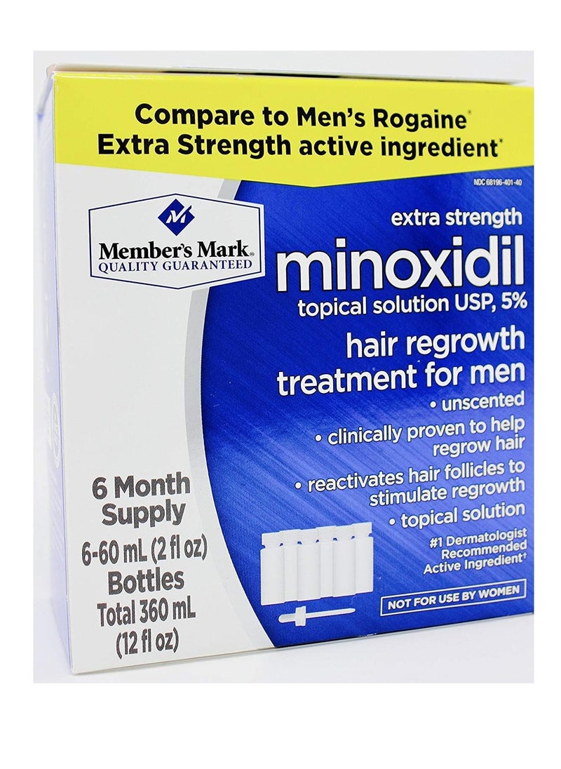 Member's Mark Member's Mark Extra Strength Minoxidil Topical Solution USP 5% Unscented Hair Regrowth Treatment for Men (6 month supply) 