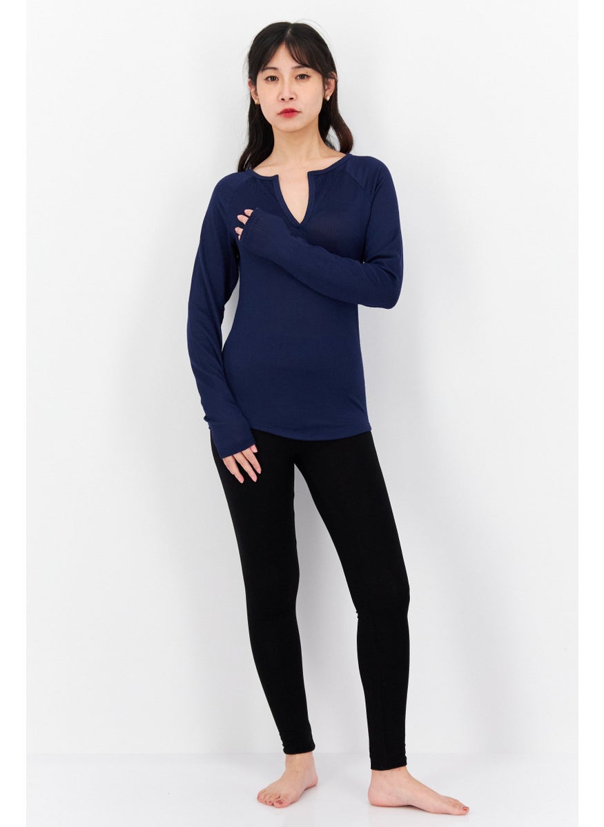 Women Ribbed Full Sleeves Pajama Top, Navy Blue - pzsku/ZCA5F8F5BAEF95738C81BZ/45/_/1724351658/63a14f12-5016-4db1-94d5-7af729ee873e