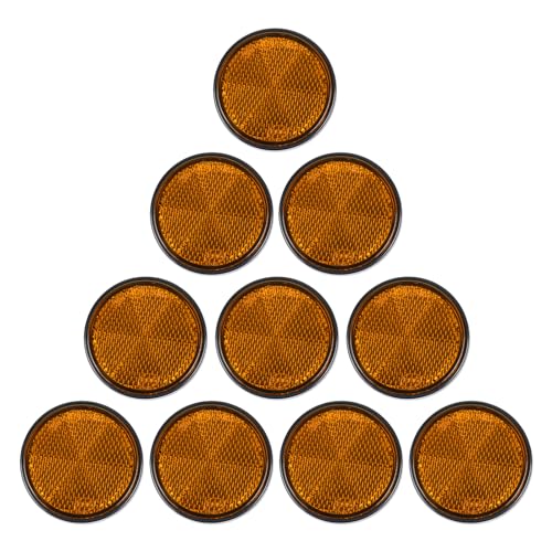 Yinaolan 10 Pack Yellow Self Adhesive Round Reflectors, E9 Approval Road Safety Stick-on Rear Reflectors for Trailer Caravan Truck Lorry or Agricultural Machines - Image 1