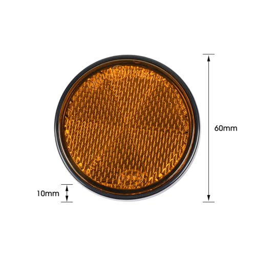 Yinaolan 10 Pack Yellow Self Adhesive Round Reflectors, E9 Approval Road Safety Stick-on Rear Reflectors for Trailer Caravan Truck Lorry or Agricultural Machines - Image 2