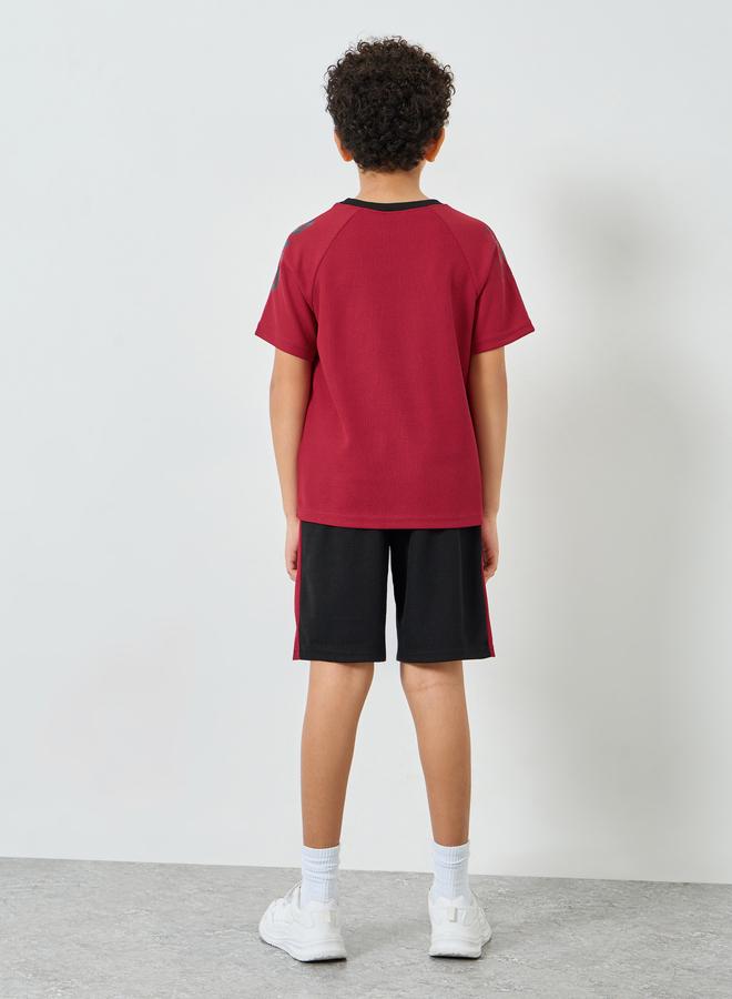 Styli Boys Red Football Graphic T-Shirt and Shorts Set - Image 3