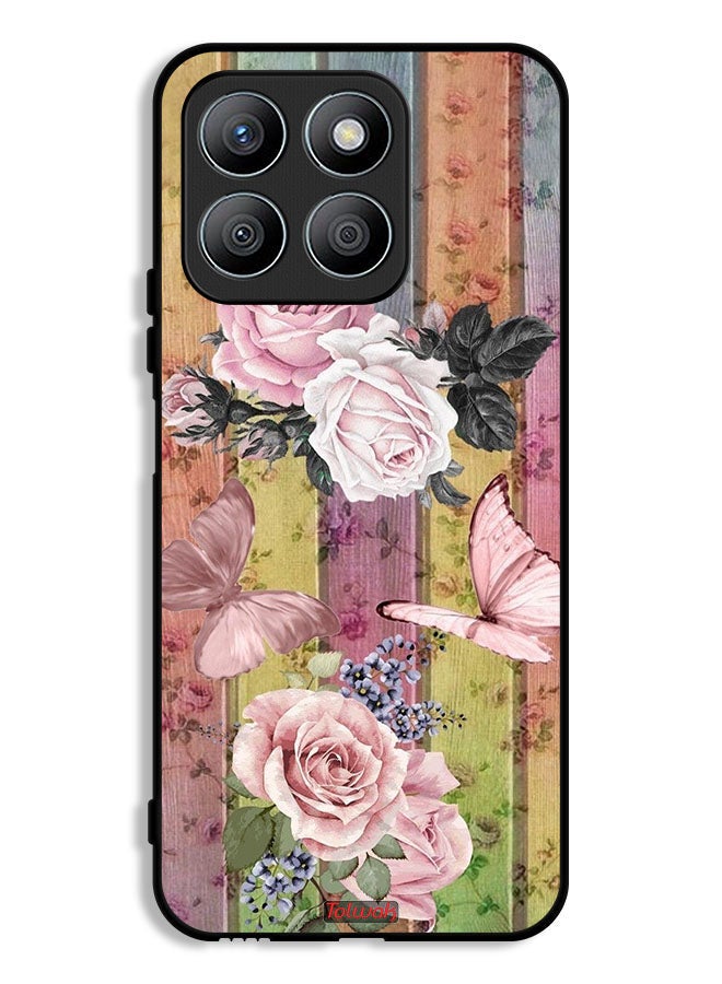 Tolwak Honor X8b Protective Case Cover Peach Butterflies And Roses - Image 1