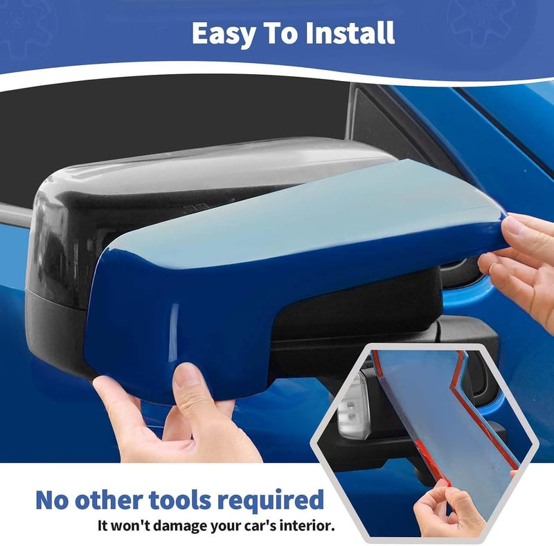 for Silverado Side Mirror Cover Cap Trim Blue Fit for Chevy Silverado/GMC Sierra 2019-2025 Blue Exterior Accessories 2pcs - Image 5