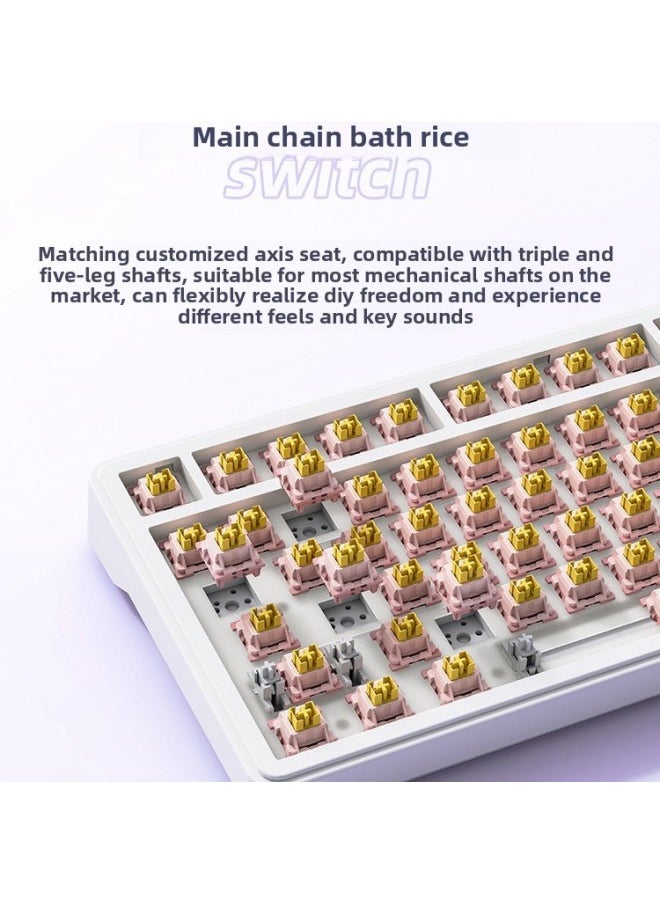 Generic Bluetooth Rgb Girls E-Sports Customized 5 Three-Mode Silent Axis Hot-Swappable Gaming Wireless Mechanical Keyboard M7-Color:Crushed Ice Shaft-white Twilight-three Modes  - Image 5