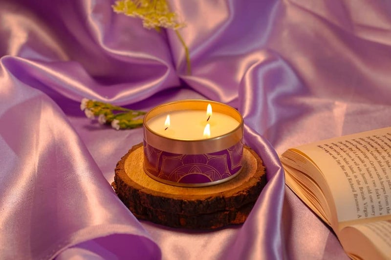 DeBelle Luxe Scented Soy Wax Candle Lavender & Fresh Herbs | Upto 14 Hours| Best Gift, Decoration, Celebration, | Floral| Reusable Tin| Travel Friendly Scented Candle - Image 2