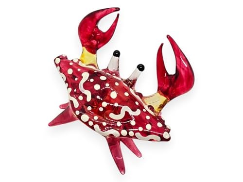 ChangThai Design Tiny 2½" Red Crab Figurine - Miniature Hand Blown Glass Sea Animals Fish Marine Crustaceans Ocean Creatures Cute Colorful Crystal Decorative Figures Collectible Figurines Décor Gifts - Image 5