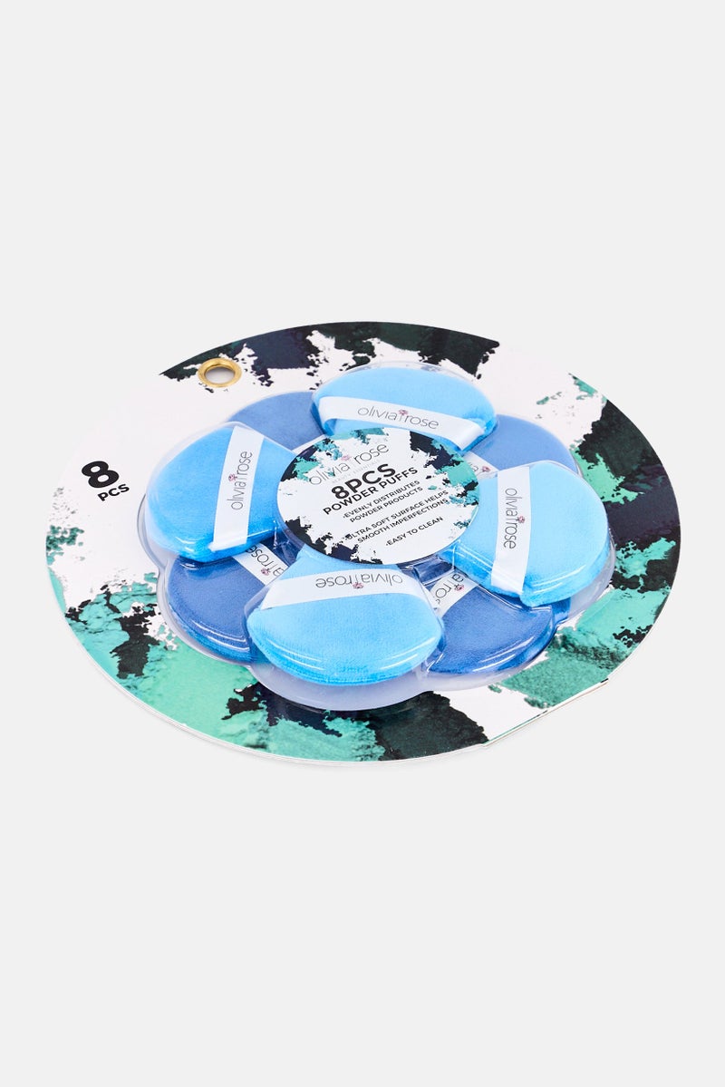 Olivia Rose 8 Pieces Triangle Powder Puffs Set, Blue - Image 2