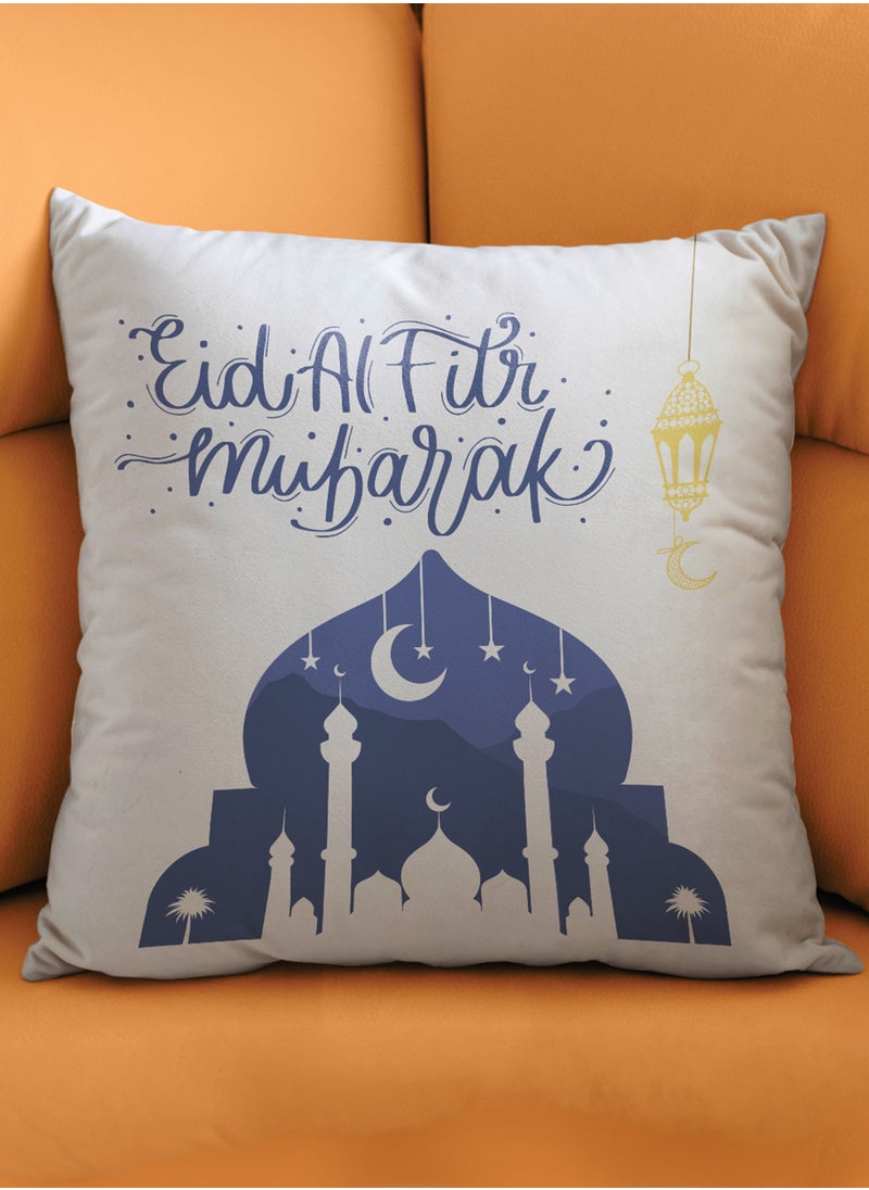 LOWHA - Polyester Pillowcase Cushion Cover with Mubarak Eid Al-Fitr Design - Image 1