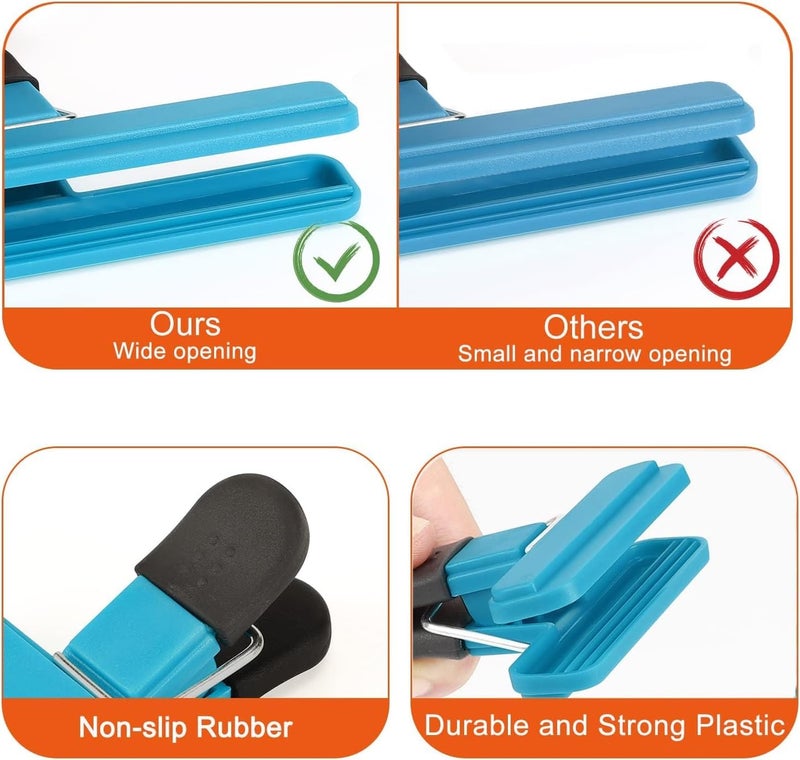 FASHION MANIA 8PCS Food Bag Sealing Clip, Upgrade Wide Open Bag Clips with Air Tight Seal Grip - Image 5