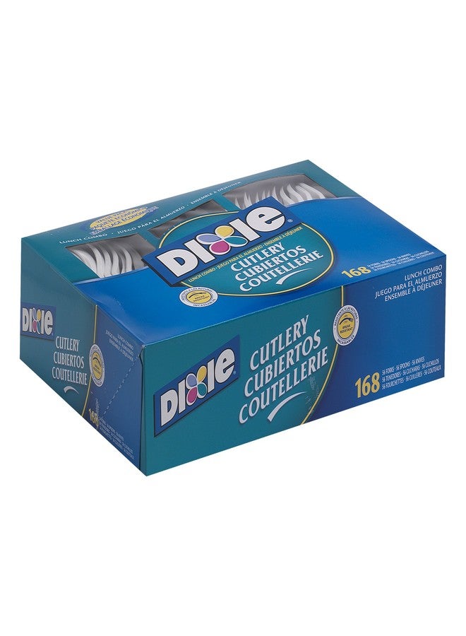 Georgia-Pacific Dixie Heavy-Weight Polypropylene Plastic Cutlery Combo Box by GP PRO (Georgia-Pacific) White; CM168; 168 Count (56 Forks; 56 Knives; 56 Teaspoons Per Pack; 6 Packs Per Case) - Image 1