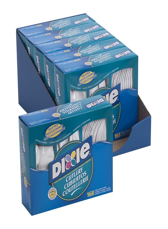 Georgia-Pacific Dixie Heavy-Weight Polypropylene Plastic Cutlery Combo Box by GP PRO (Georgia-Pacific) White; CM168; 168 Count (56 Forks; 56 Knives; 56 Teaspoons Per Pack; 6 Packs Per Case) - Image 2