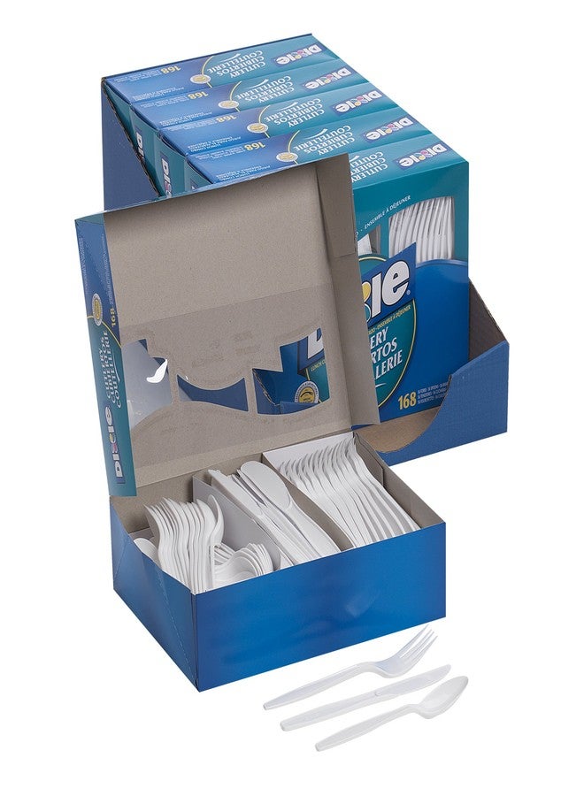 Georgia-Pacific Dixie Heavy-Weight Polypropylene Plastic Cutlery Combo Box by GP PRO (Georgia-Pacific) White; CM168; 168 Count (56 Forks; 56 Knives; 56 Teaspoons Per Pack; 6 Packs Per Case) - Image 4