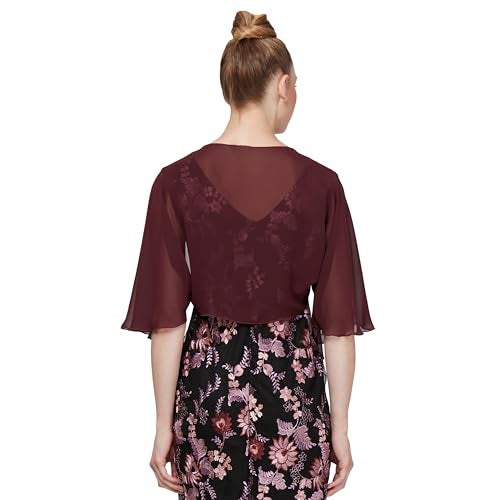 S.L. Fashions Women's Multi-Wear Sheer Chiffon Shawl for Evening Dress, Fig, Small-Medium - Image 2