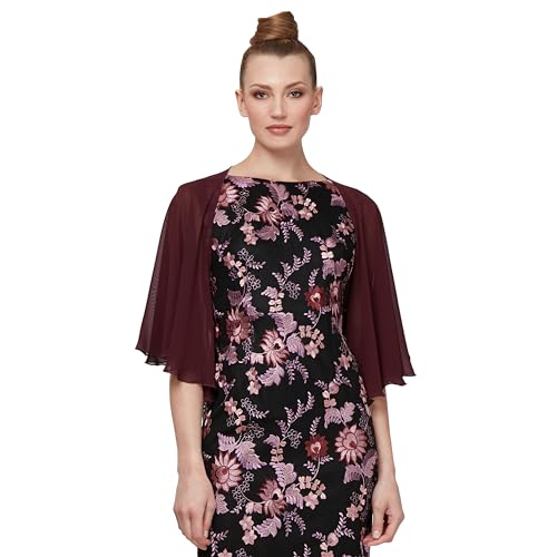 S.L. Fashions Women's Multi-Wear Sheer Chiffon Shawl for Evening Dress, Fig, Small-Medium - Image 3