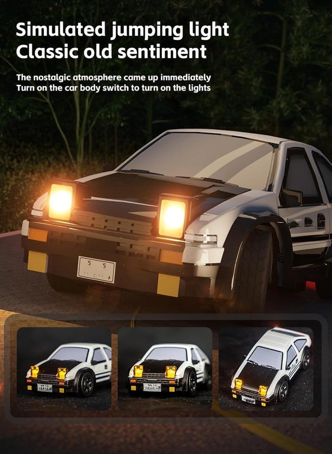 Brighterbee Mini RC Drift Car for Adults, 1/64 Rc Small RC Car Desktop Remote Control Cars with LED Lights, 4 * 4 Desk Drifting Crawler for Race, Hobby Gifts and Toys (AE86) - Image 3