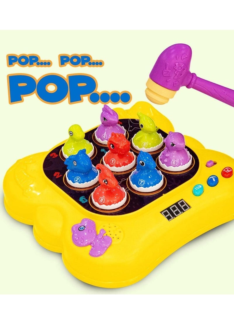 UKR Dino Pop and Pounce Game – Interactive Whack-a-Dinosaur Educational Toy for Toddlers (Yellow), Fun Whack-a-Mole Style Play - Image 4