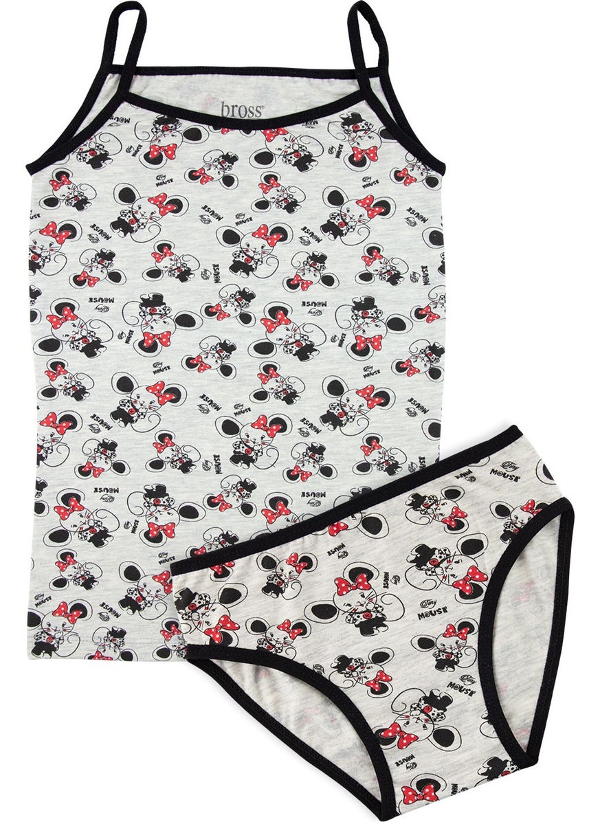 Bross Patterned Girl's Undershirt and Panties Set  - Image 1