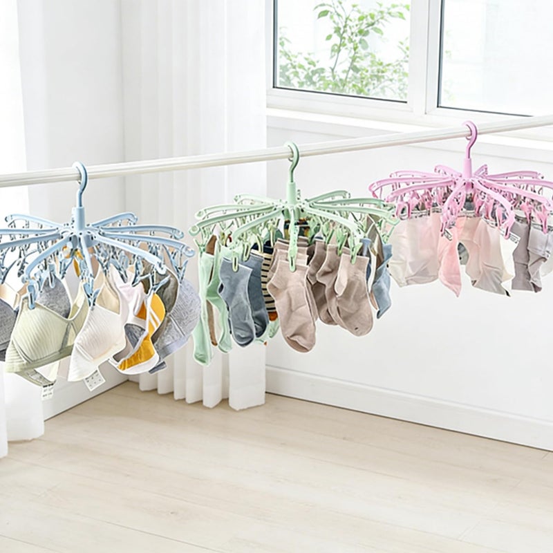 BONYCUST Foldable Drying Rack with 40 Clips for Drying Socks Lingerie Baby Clothes Drying Towels Rotatable Sock Drying Rack (Green) - Image 5