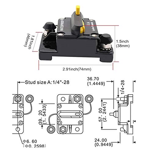 OUHL قاطع دائرة OUHL 150 أمبير 12V-48V DC إعادة تعيين يدوية للصمامات لمحرك التجديف RV البحرية قوارب حماية النظام مقاوم للماء (150A) - Image 4
