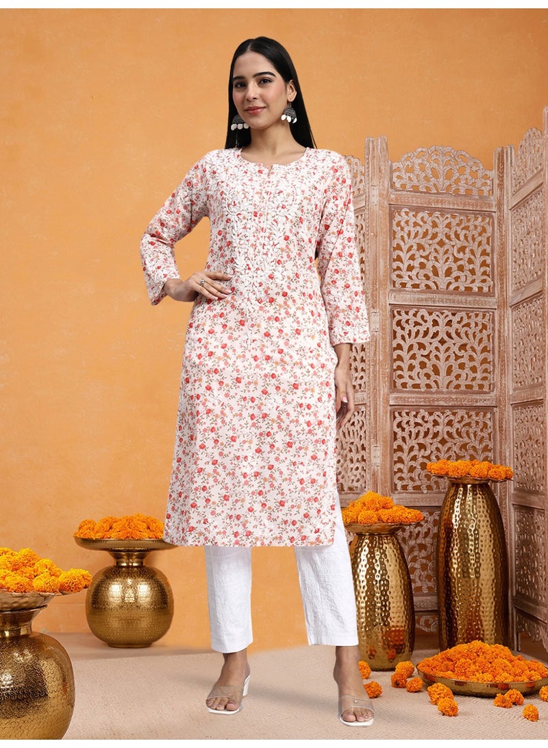 Alaya Hand Embroidered Chikankari Cotton Kurta-AL4105 - Image 1