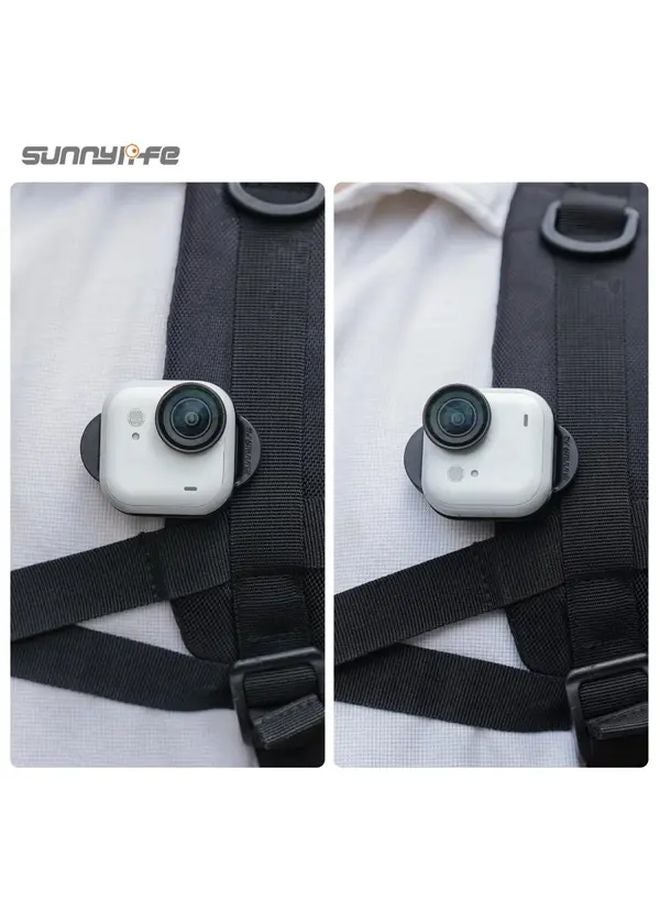 Black Magnetic Backpack Clip for Insta360 GO Ultra Heavy Duty Vertical Horizontal Mount - Image 4