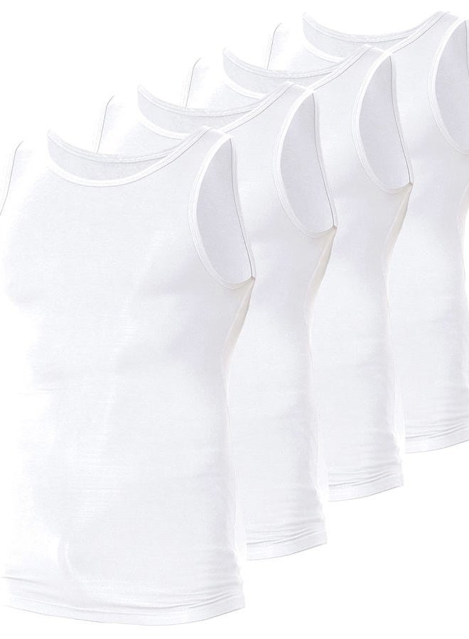 Men's 4-Pack Cool Feeling A-Shirts Bamboo Viscose Undershirts, White 4-pack, M