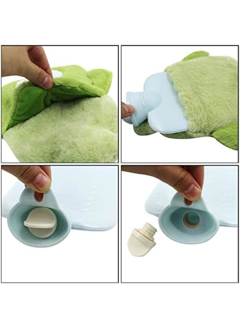 Luckam Hot Water Bottle with Soft Cover Water Bag with 3D Cartoon Plush Cover, for Neck, Shoulder Pain and Hand Feet Warmer, Menstrual Cramps, Hot Compress and Cold Therapy - Image 3