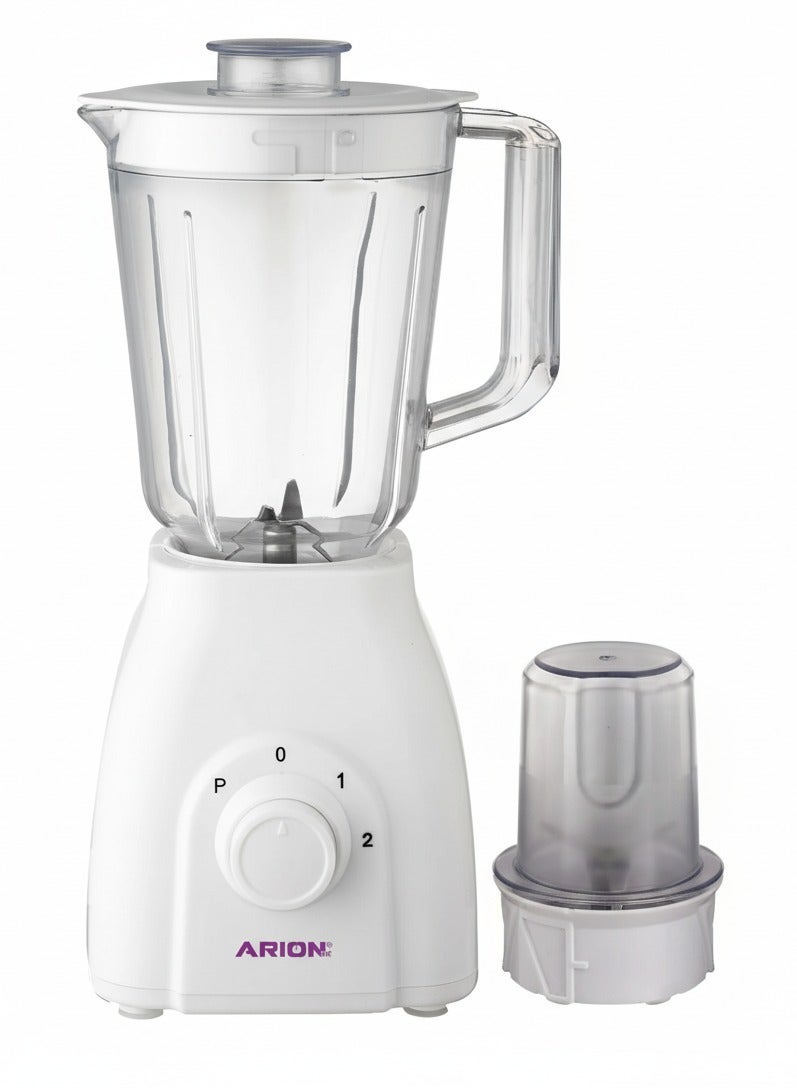 أريون خلاط ومطحنة 2 في 1 - موتور 600 واط، شفرات ستانلس ستيل، تحكم بالنبض (موديل: AR-605، أبيض) - Image 1