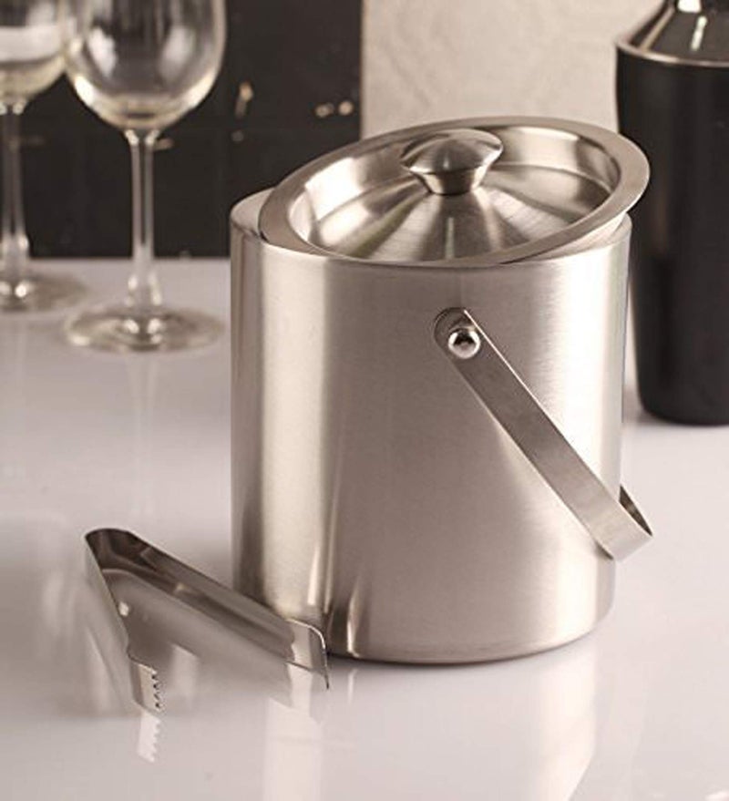 HAINE Stainless Steel Barware Set of Double Wall Ice Bucket, Ice Tong and Peg Measuring Jig, 1600 ml - Image 2