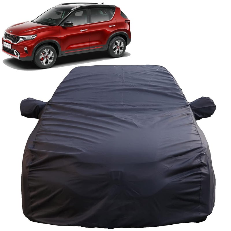 Autofact Waterproof Car Body Cover Compatible with Kia Sonet (2020 to 2022) with Mirror Pockets, 4 x 4 American Matty, Long Lasting Strong Durable Material, Grey Color - Image 1