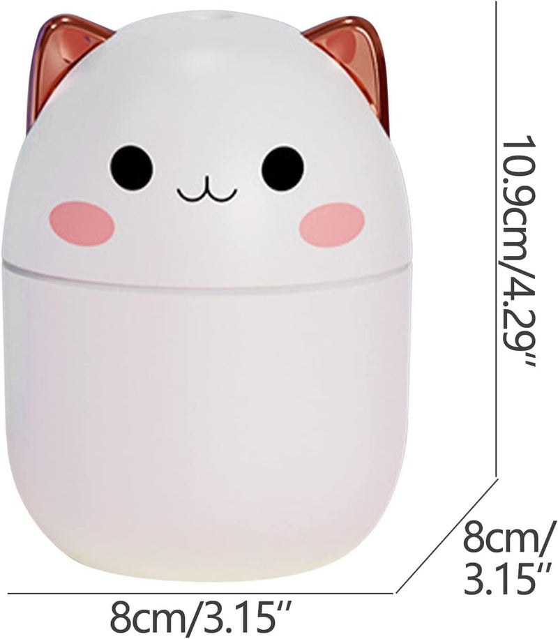 Rana Store Cartoon Cat Air Freshener Mini Humidifier with Colorful LED Light for Home, Office, Bedroom, Car for Essential Items in Your Room - Pink - Image 5