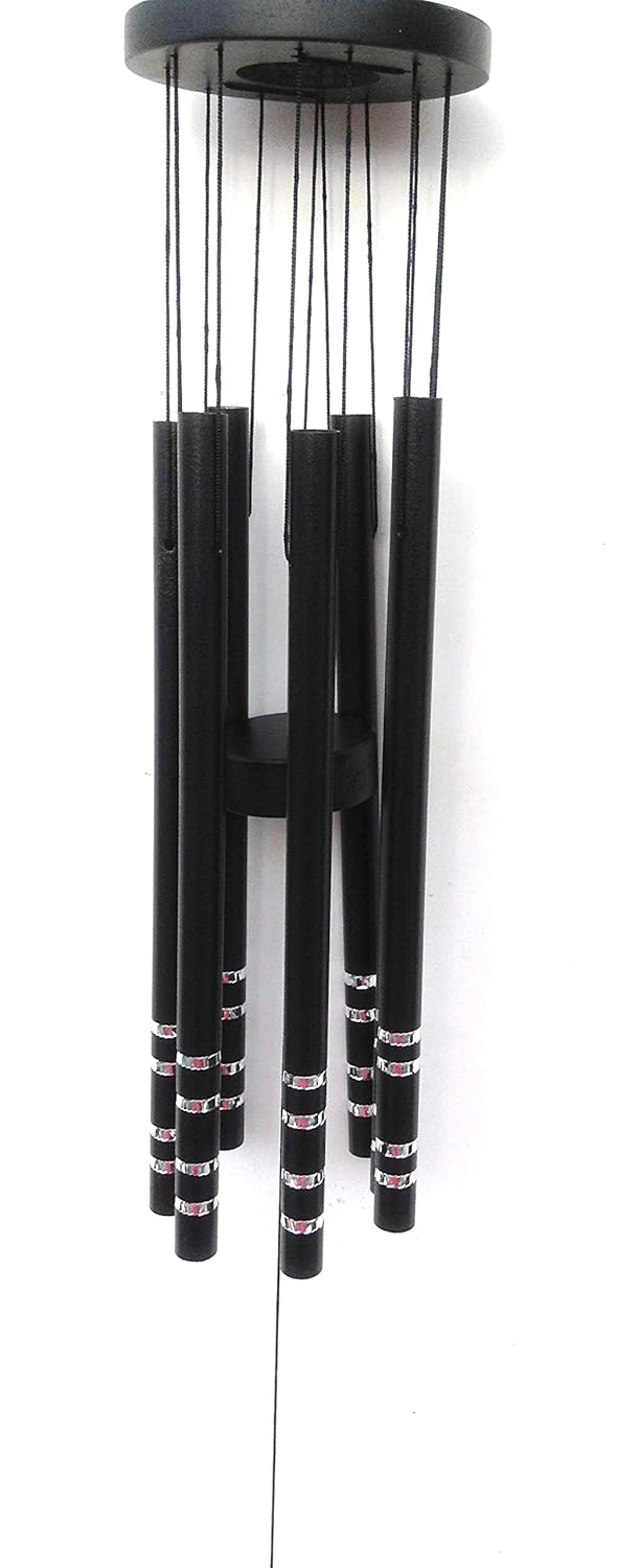 Tej Gifts Feng Shui Metal Wind Chime Black 7 Pipes IndoorOutdoor Hanging Chimes - Image 3