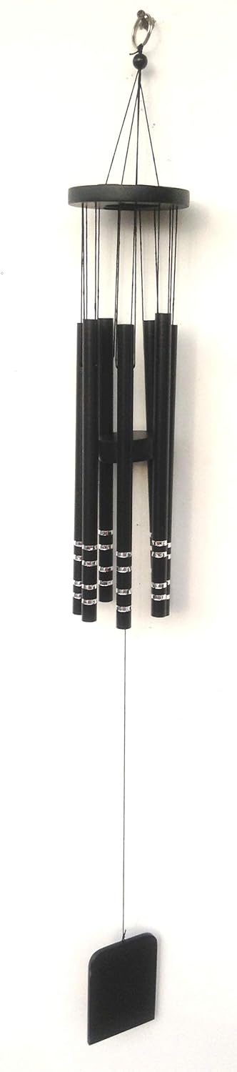 Tej Gifts Feng Shui Metal Wind Chime Black 7 Pipes IndoorOutdoor Hanging Chimes - Image 2