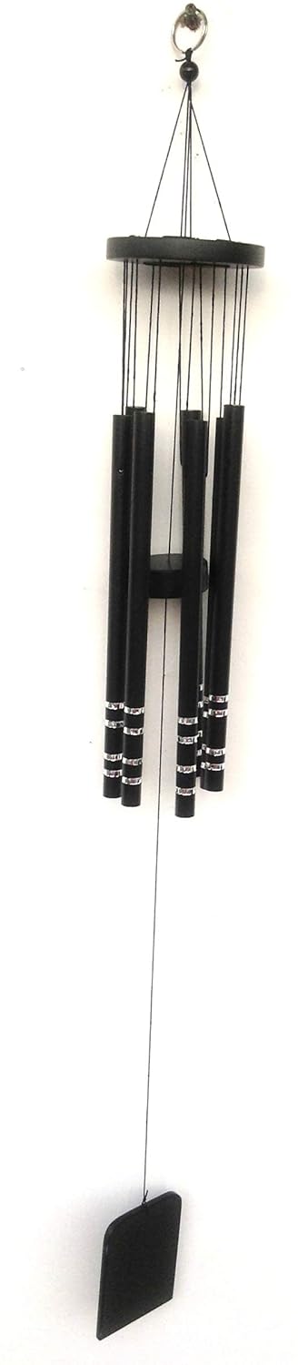 Tej Gifts Feng Shui Metal Wind Chime Black 7 Pipes IndoorOutdoor Hanging Chimes - Image 1