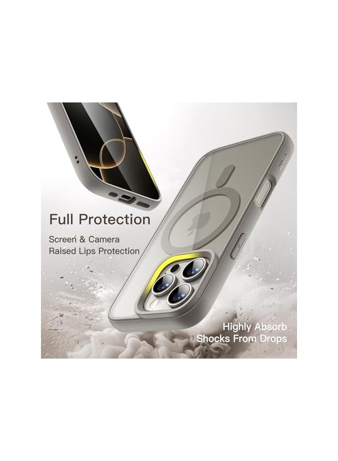 جي تيك حافظة مغناطيسية لهاتف iPhone 16 Pro Max مقاس 6.9 بوصة متوافقة مع MagSafe، غطاء ممتص للصدمات للهاتف، إطار TPU بلون صلب غير لامع، ظهر شفاف مضاد للخدش (تيتانيوم طبيعي) - Image 4