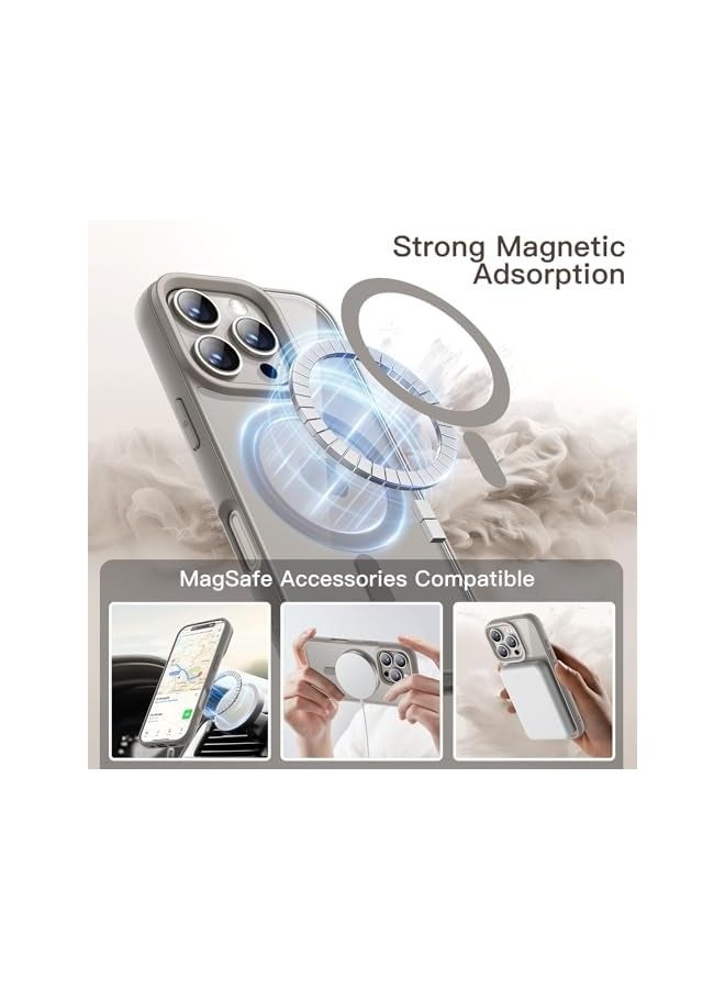 جي تيك حافظة مغناطيسية لهاتف iPhone 16 Pro Max مقاس 6.9 بوصة متوافقة مع MagSafe، غطاء ممتص للصدمات للهاتف، إطار TPU بلون صلب غير لامع، ظهر شفاف مضاد للخدش (تيتانيوم طبيعي) - Image 5