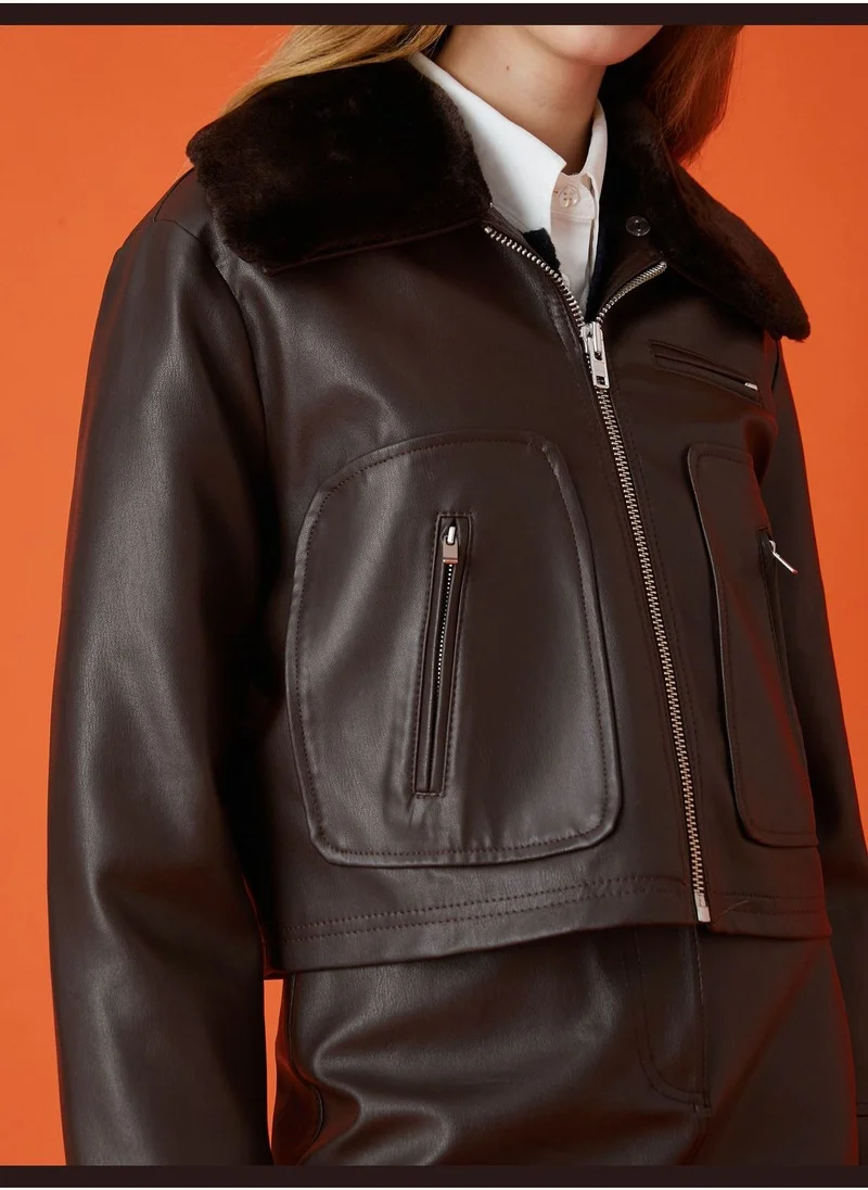 KOTON Biker Jacket Leather Looking