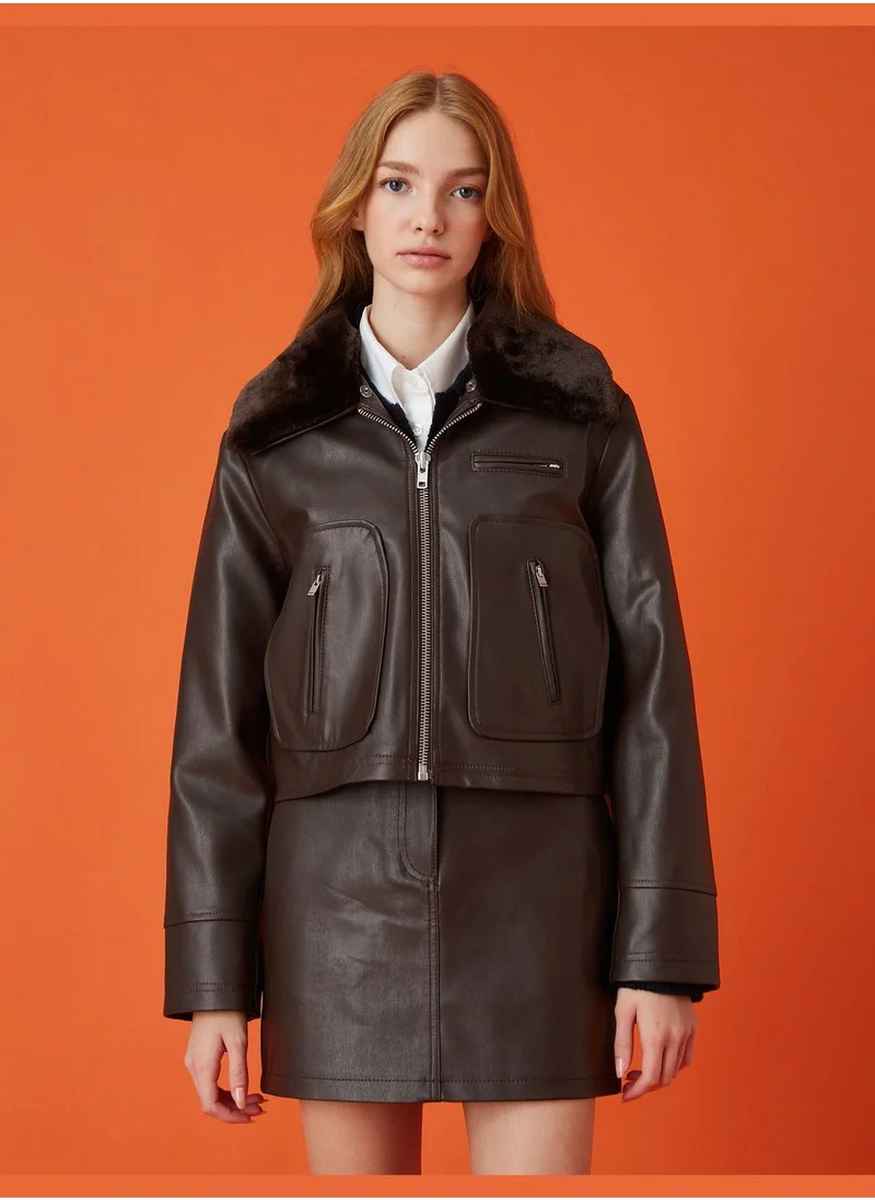 KOTON Biker Jacket Leather Looking