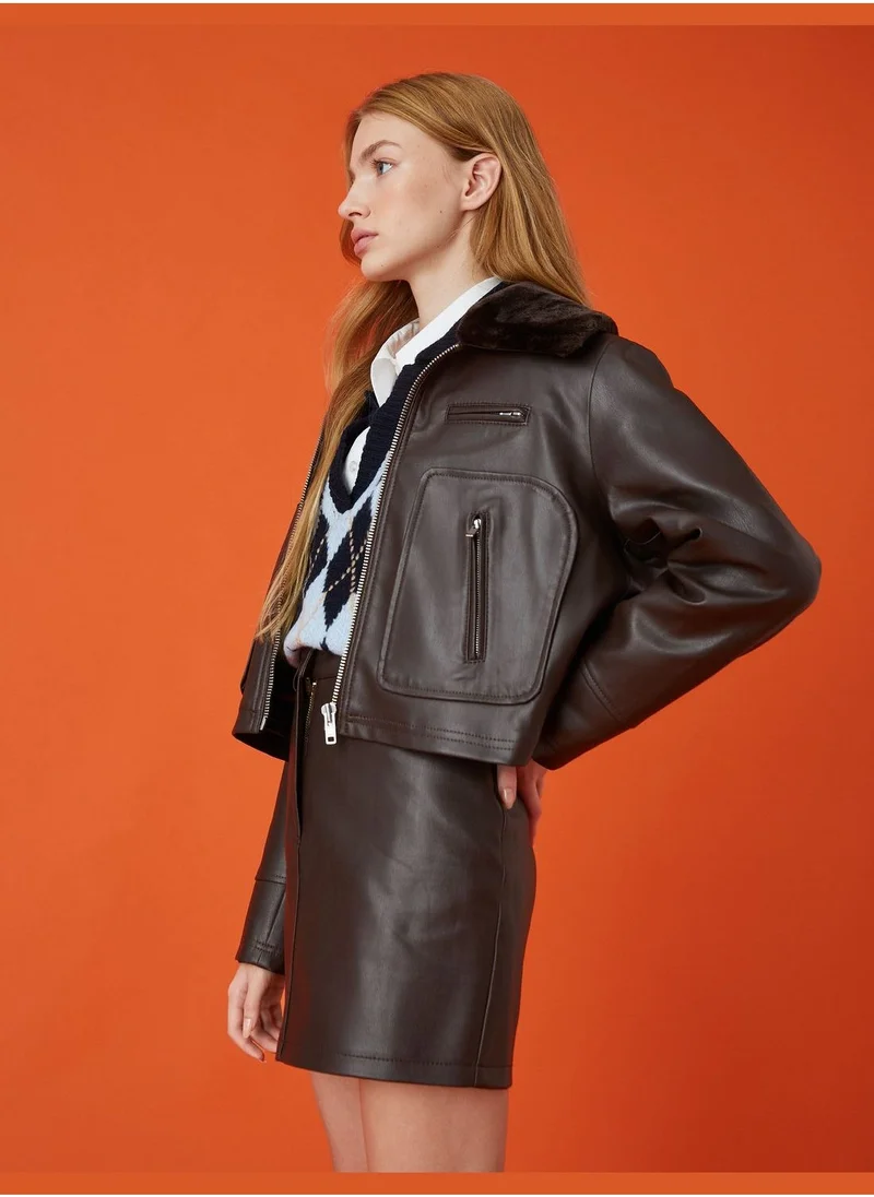 KOTON Biker Jacket Leather Looking